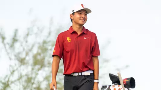 William Hou waits to tee off at the Bombs Darts Birds Collegiate