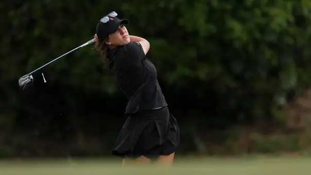 Sarah Hammett tees off at the 2026 GameAbove Invitational