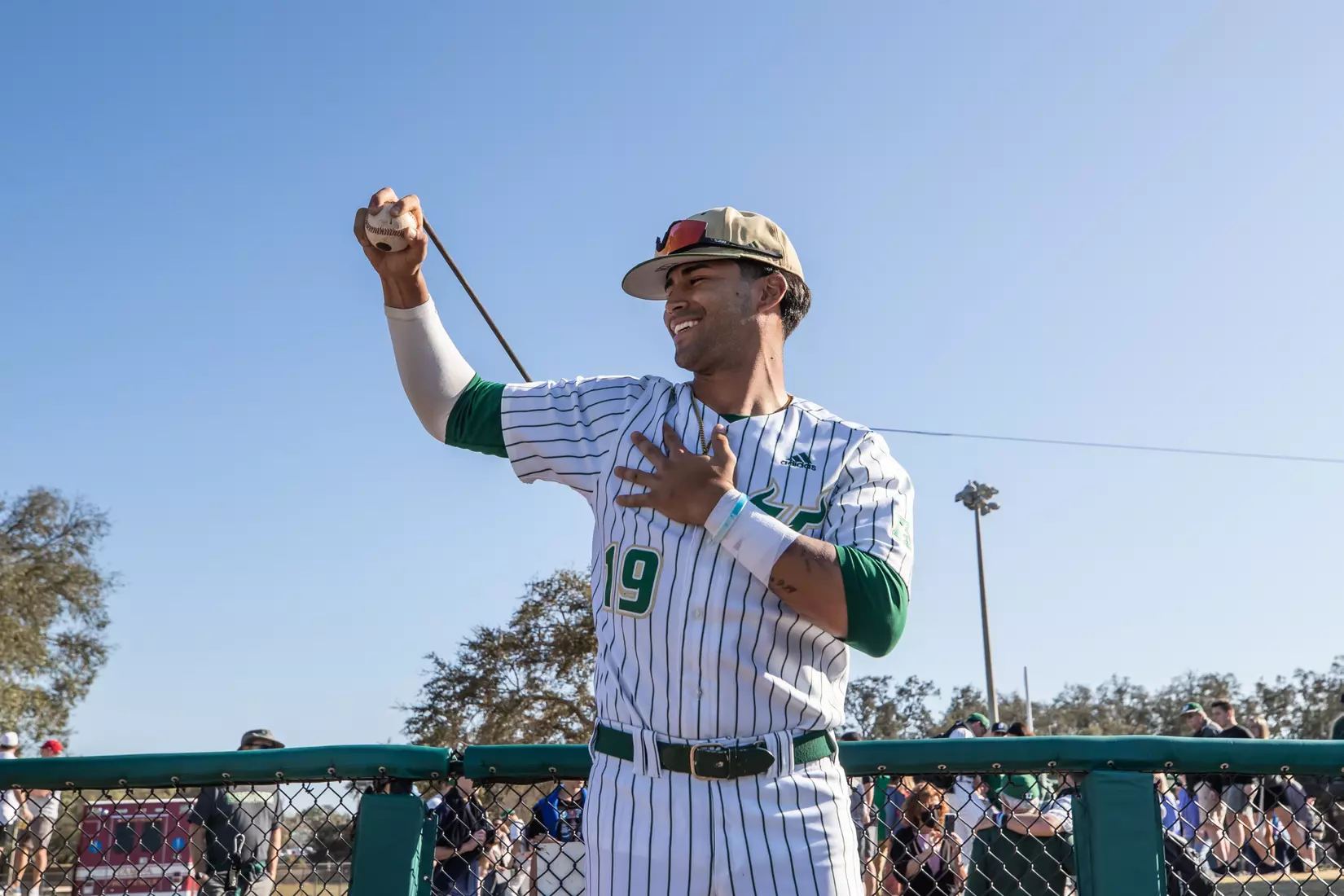 South Florida Bulls during a baseball game against the University of Louisville Cardinals at the USF Baseball Stadium on February 19, 2022. (Mary Holt/South Florida Athletics)