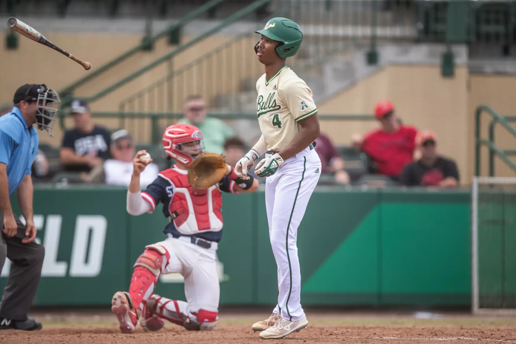 South Florida Bulls during a baseball game against the Stony Brook University Seawolves at the USF Baseball Stadium on February 27, 2022. (Mary Holt/South Florida Athletics)