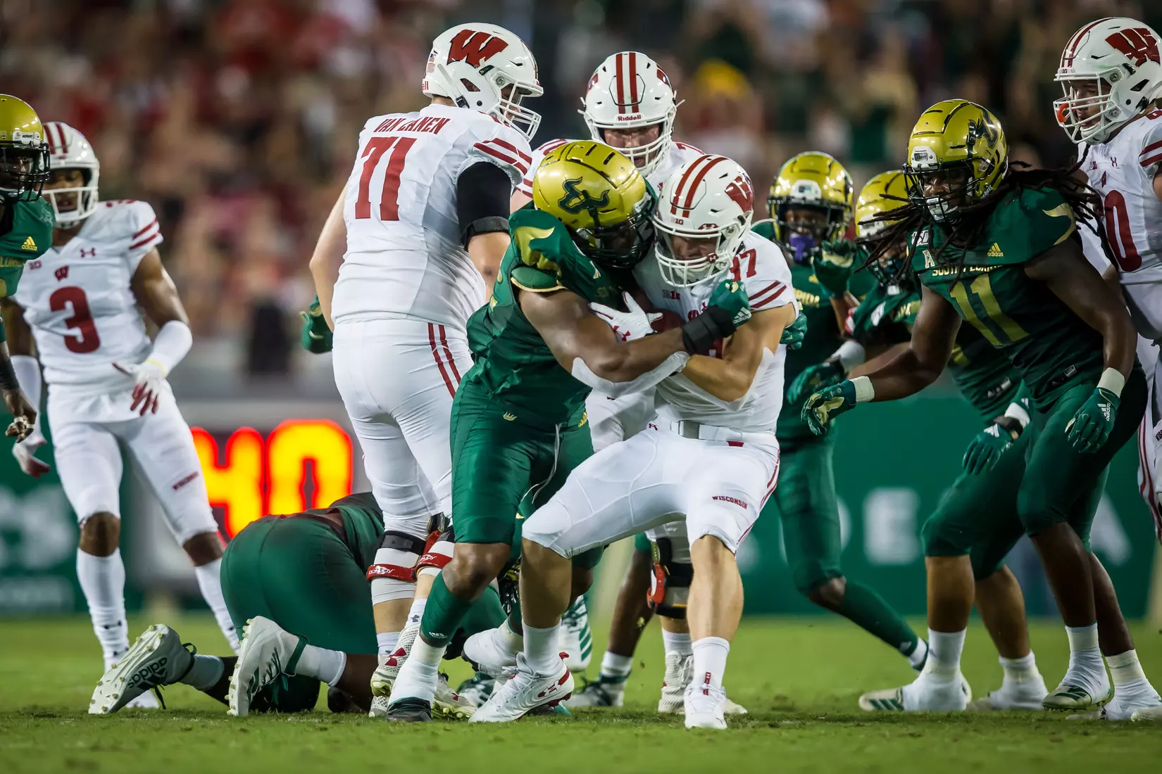 South Florida Bulls during a game against the Wisconsin Badgers on Friday August 30, 2019 at Raymond James Stadium in Tampa, Fl.