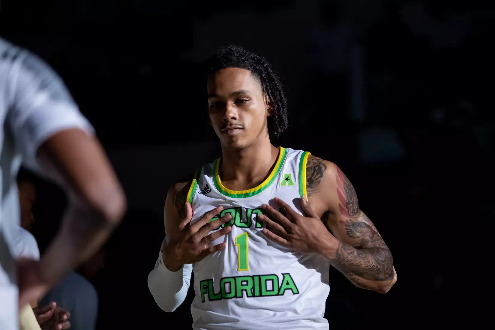 South Florida Bulls during a men's basketball game against the University of Tulsa Golden Hurricane at the Yuengling Center on February 19, 2022. (Mary Holt/South Florida Athletics)