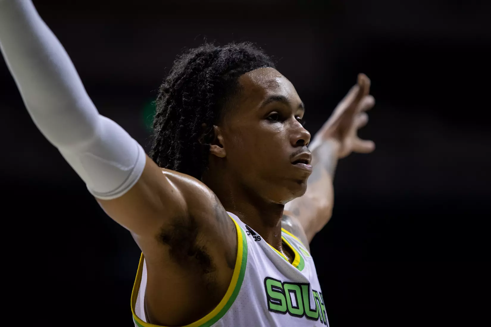 South Florida Bulls during a men's basketball game against the University of Tulsa Golden Hurricane at the Yuengling Center on February 19, 2022. (Mary Holt/South Florida Athletics)