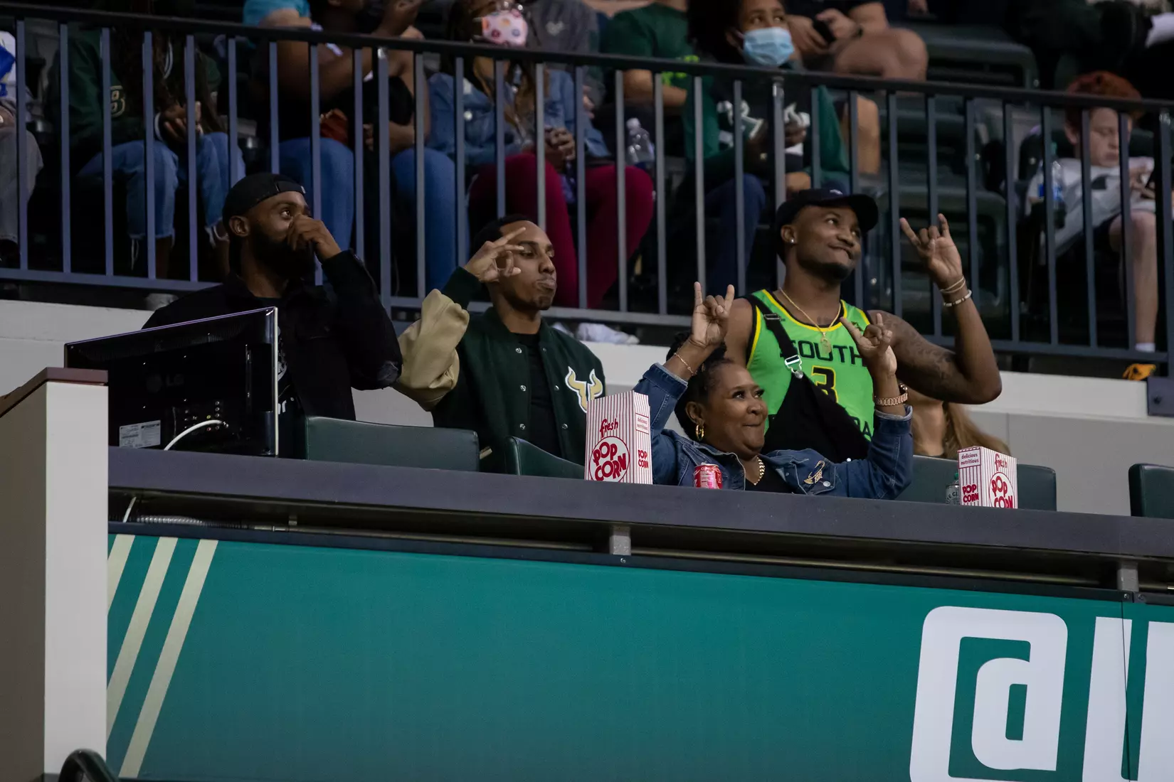 South Florida Bulls during a men's basketball game against the University of Central Florida Knights at the Yuengling Center on January 15, 2022. (Mary Holt/South Florida Athletics)