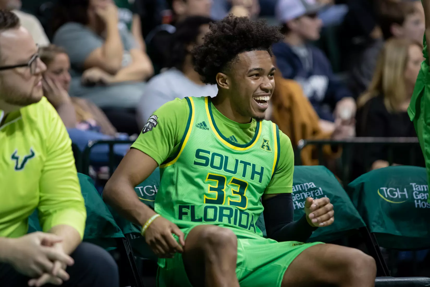 South Florida Bulls during a men's basketball game against the University of Central Florida Knights at the Yuengling Center on January 15, 2022. (Mary Holt/South Florida Athletics)