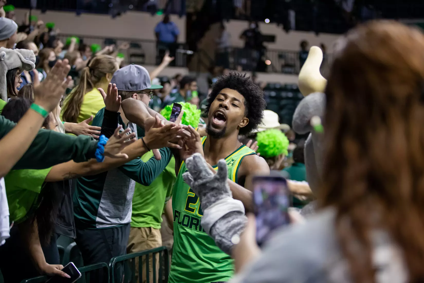 South Florida Bulls during a men's basketball game against the University of Central Florida Knights at the Yuengling Center on January 15, 2022. (Mary Holt/South Florida Athletics)