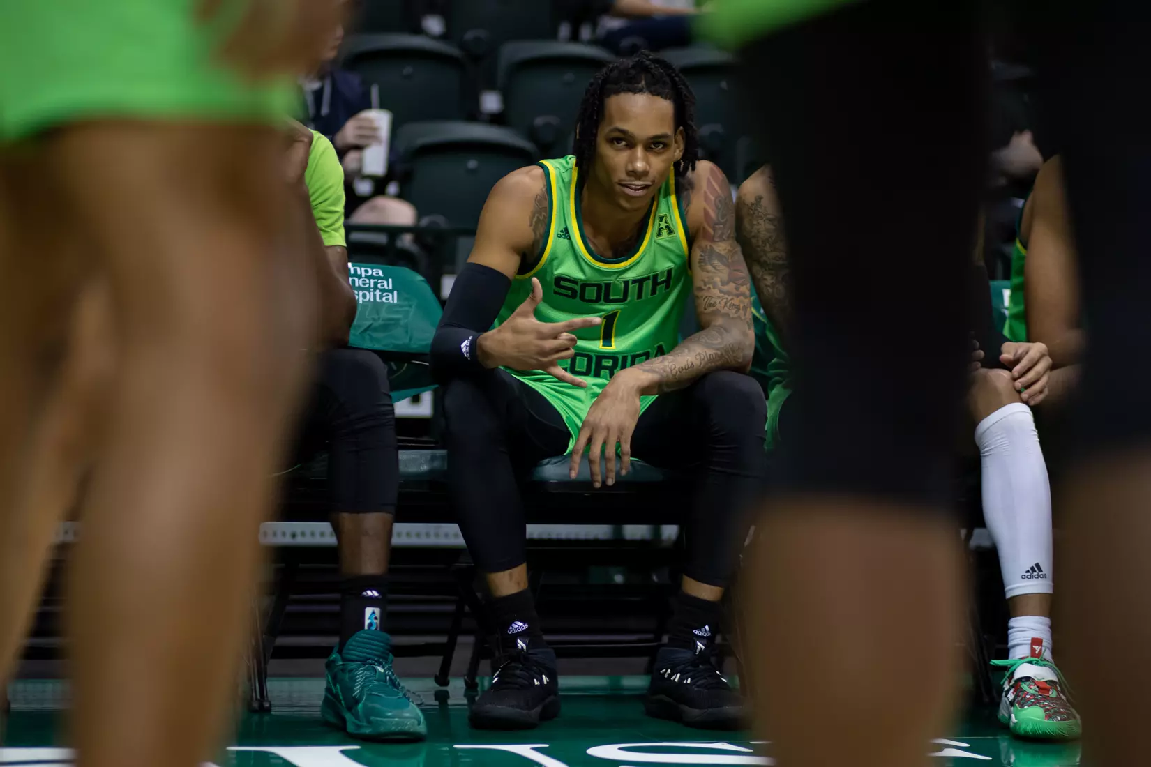South Florida Bulls during a men's basketball game against the University of Central Florida Knights at the Yuengling Center on January 15, 2022. (Mary Holt/South Florida Athletics)