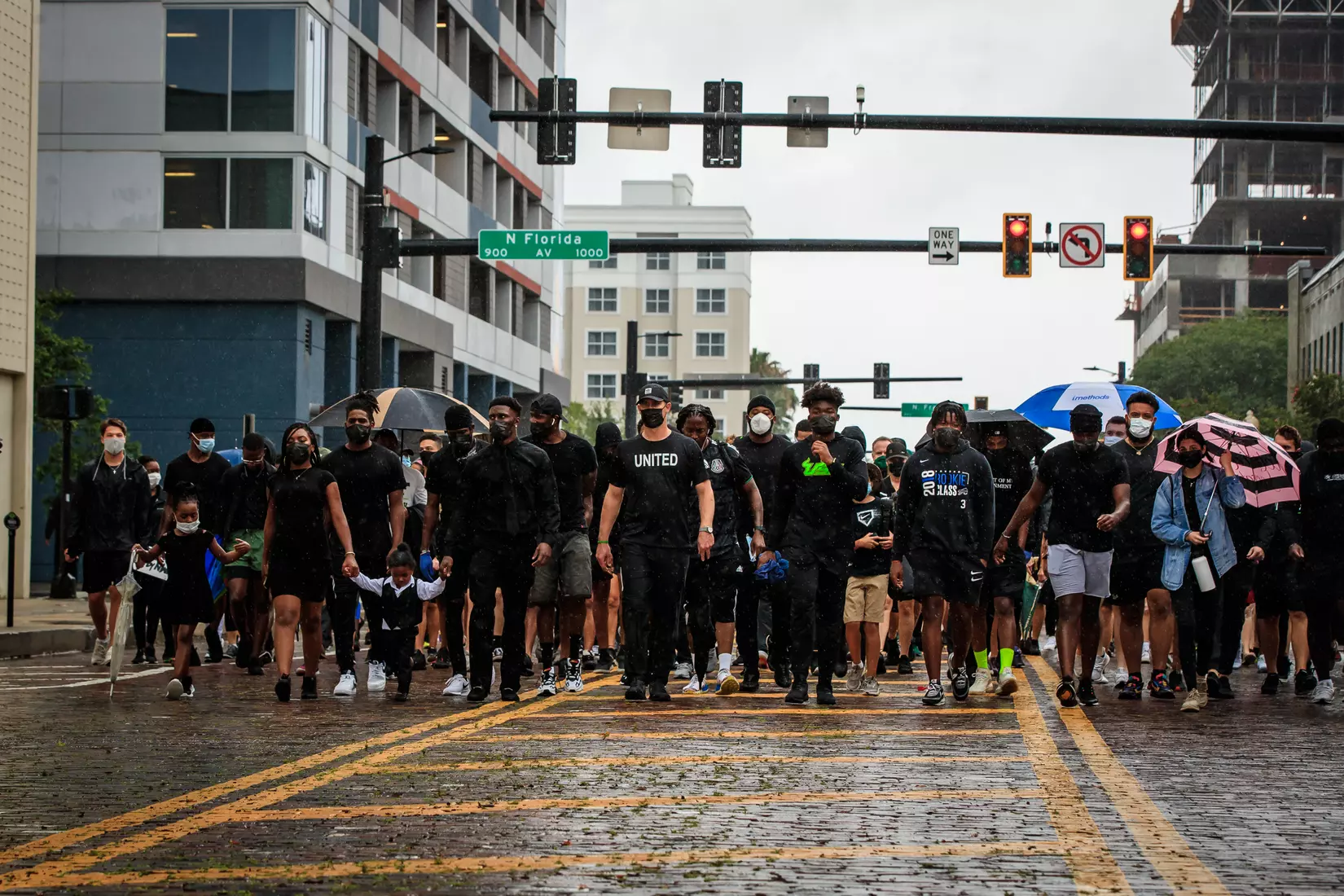 South Florida Bulls KJ Sails organizes and leads a Unity Walk in Tampa, Fl., on Saturday June 6, 2020.