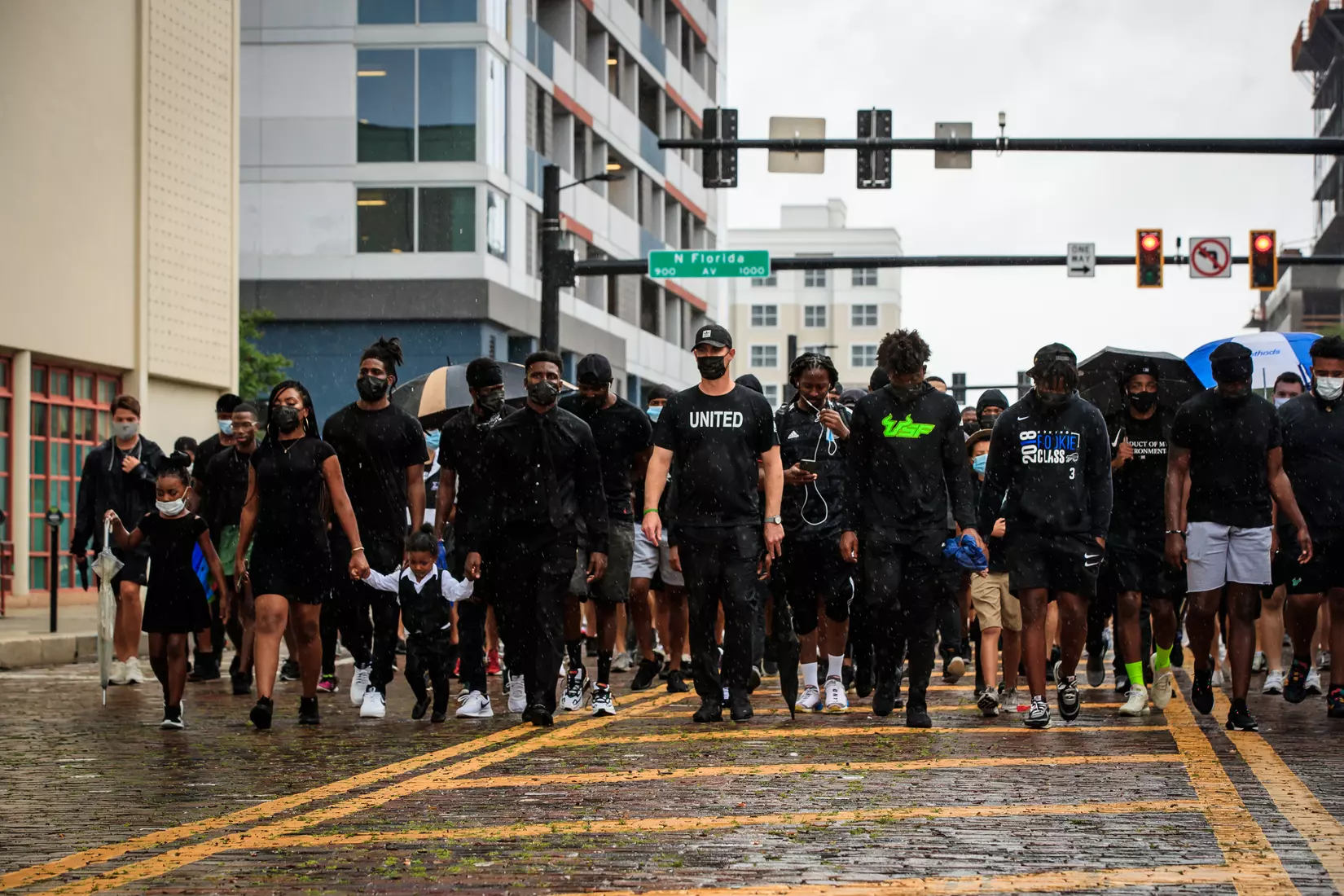 South Florida Bulls KJ Sails organizes and leads a Unity Walk in Tampa, Fl., on Saturday June 6, 2020.
