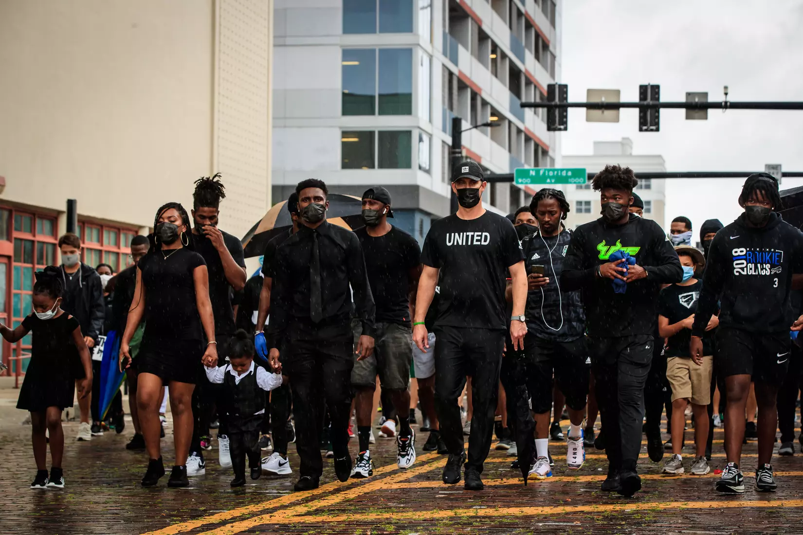 South Florida Bulls KJ Sails organizes and leads a Unity Walk in Tampa, Fl., on Saturday June 6, 2020.