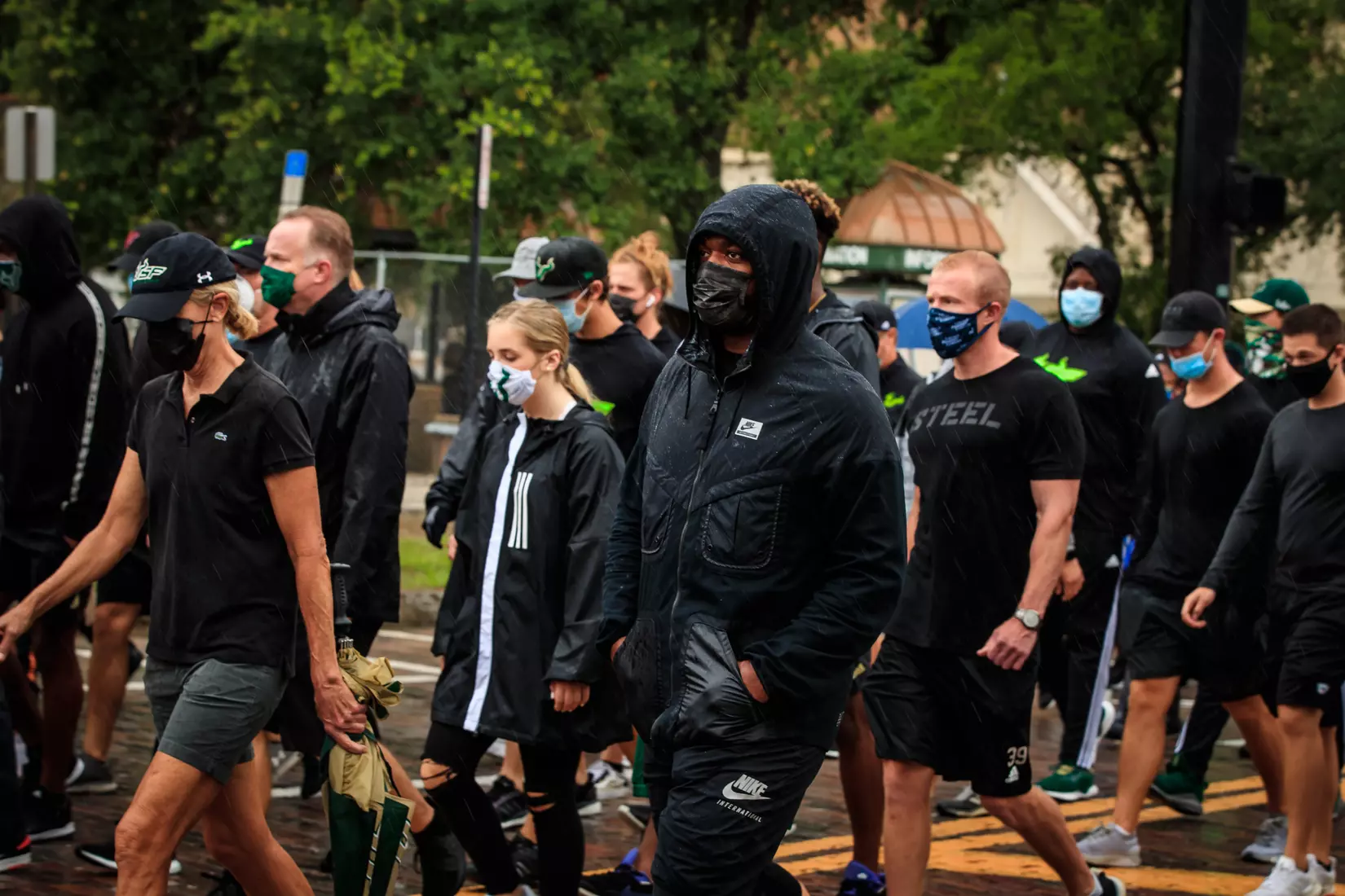 South Florida Bulls KJ Sails organizes and leads a Unity Walk in Tampa, Fl., on Saturday June 6, 2020.