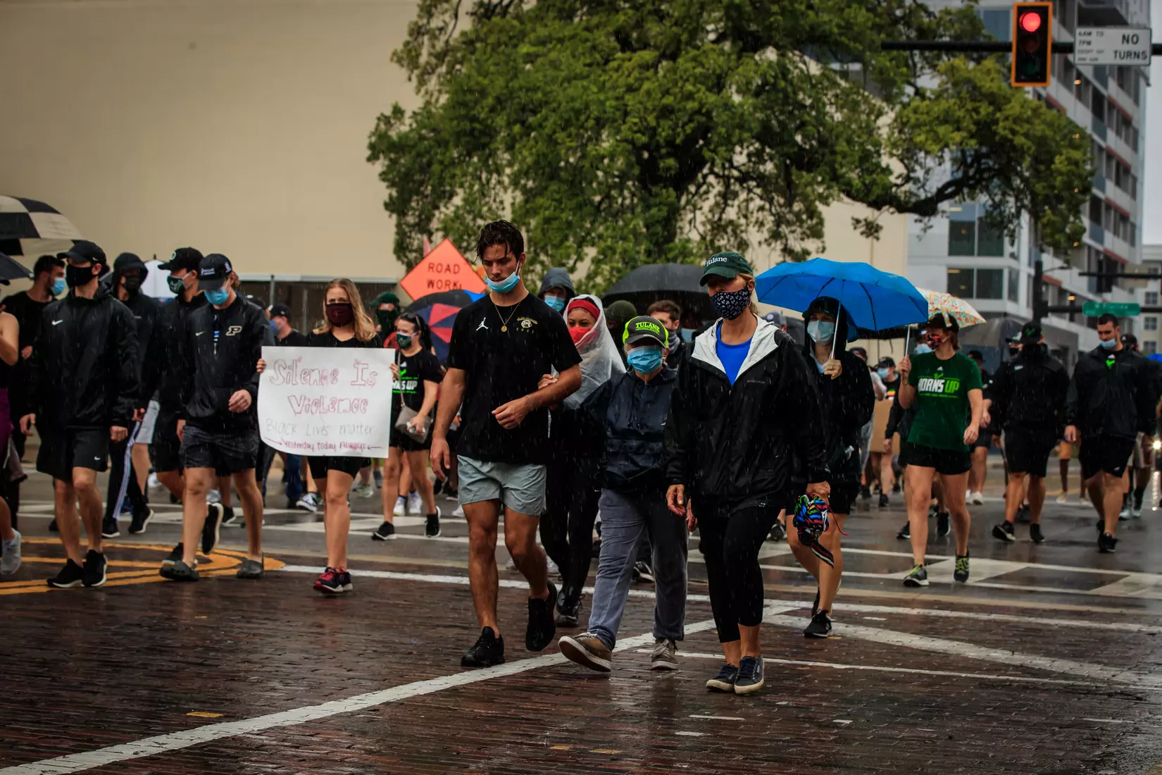 South Florida Bulls KJ Sails organizes and leads a Unity Walk in Tampa, Fl., on Saturday June 6, 2020.