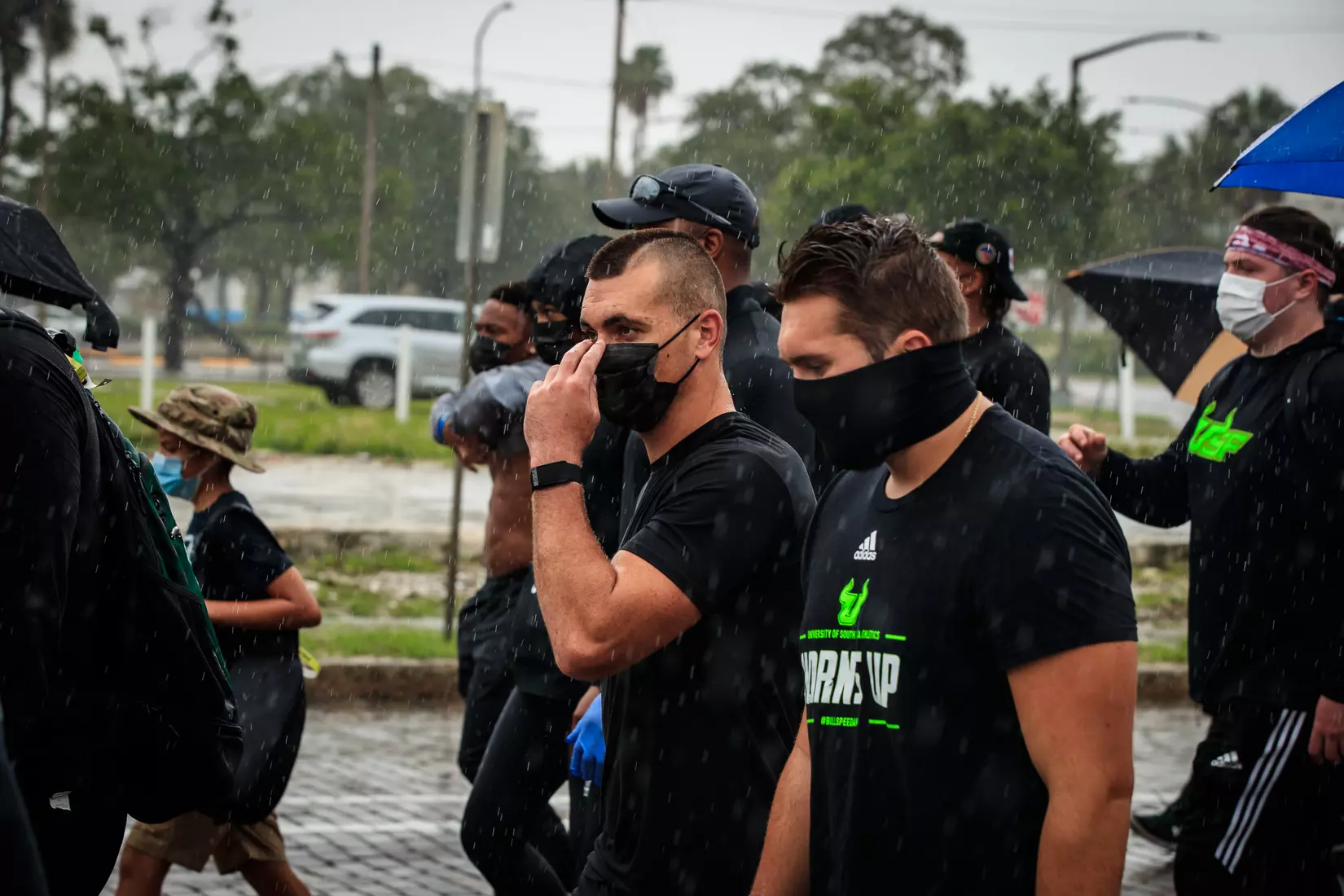 South Florida Bulls KJ Sails organizes and leads a Unity Walk in Tampa, Fl., on Saturday June 6, 2020.