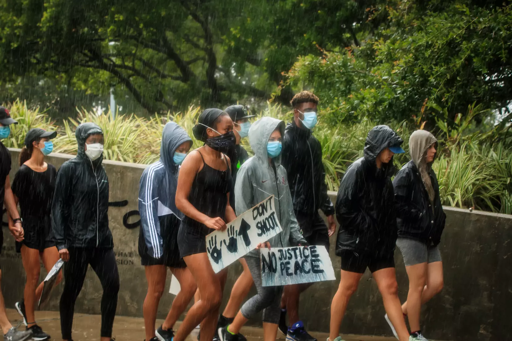 South Florida Bulls KJ Sails organizes and leads a Unity Walk in Tampa, Fl., on Saturday June 6, 2020.