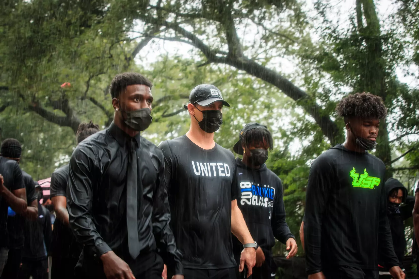 South Florida Bulls KJ Sails organizes and leads a Unity Walk in Tampa, Fl., on Saturday June 6, 2020.