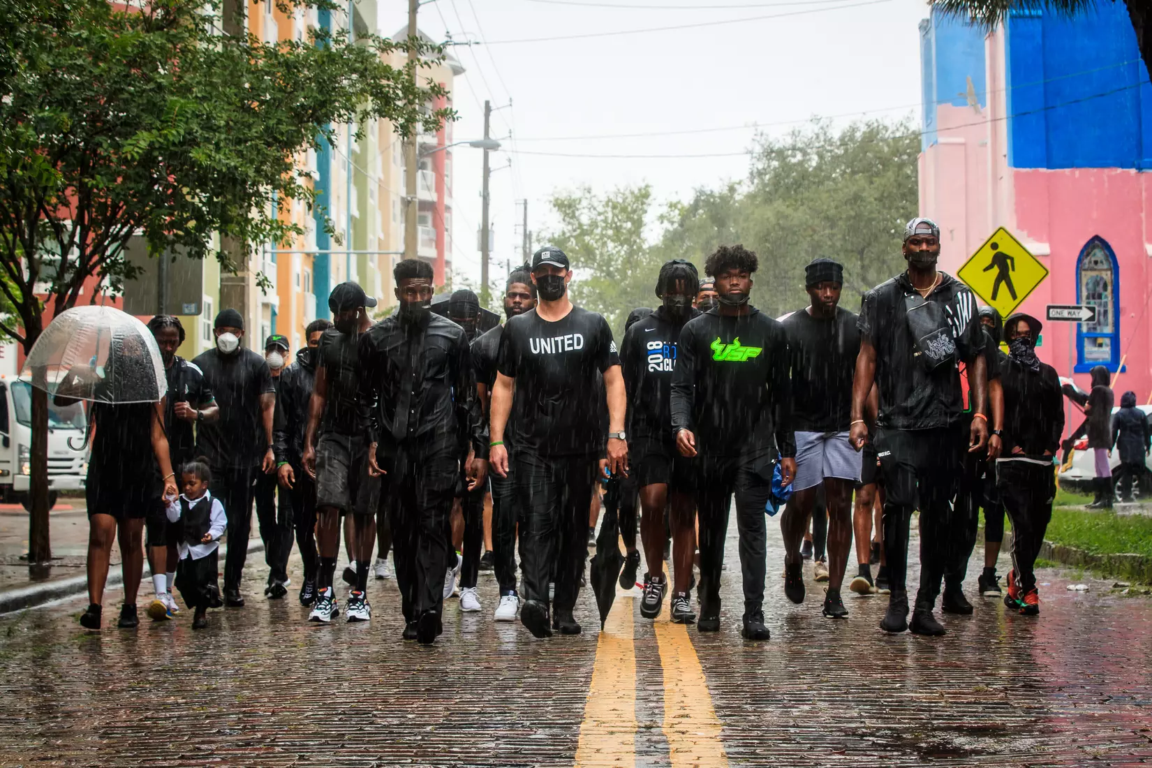 South Florida Bulls KJ Sails organizes and leads a Unity Walk in Tampa, Fl., on Saturday June 6, 2020.