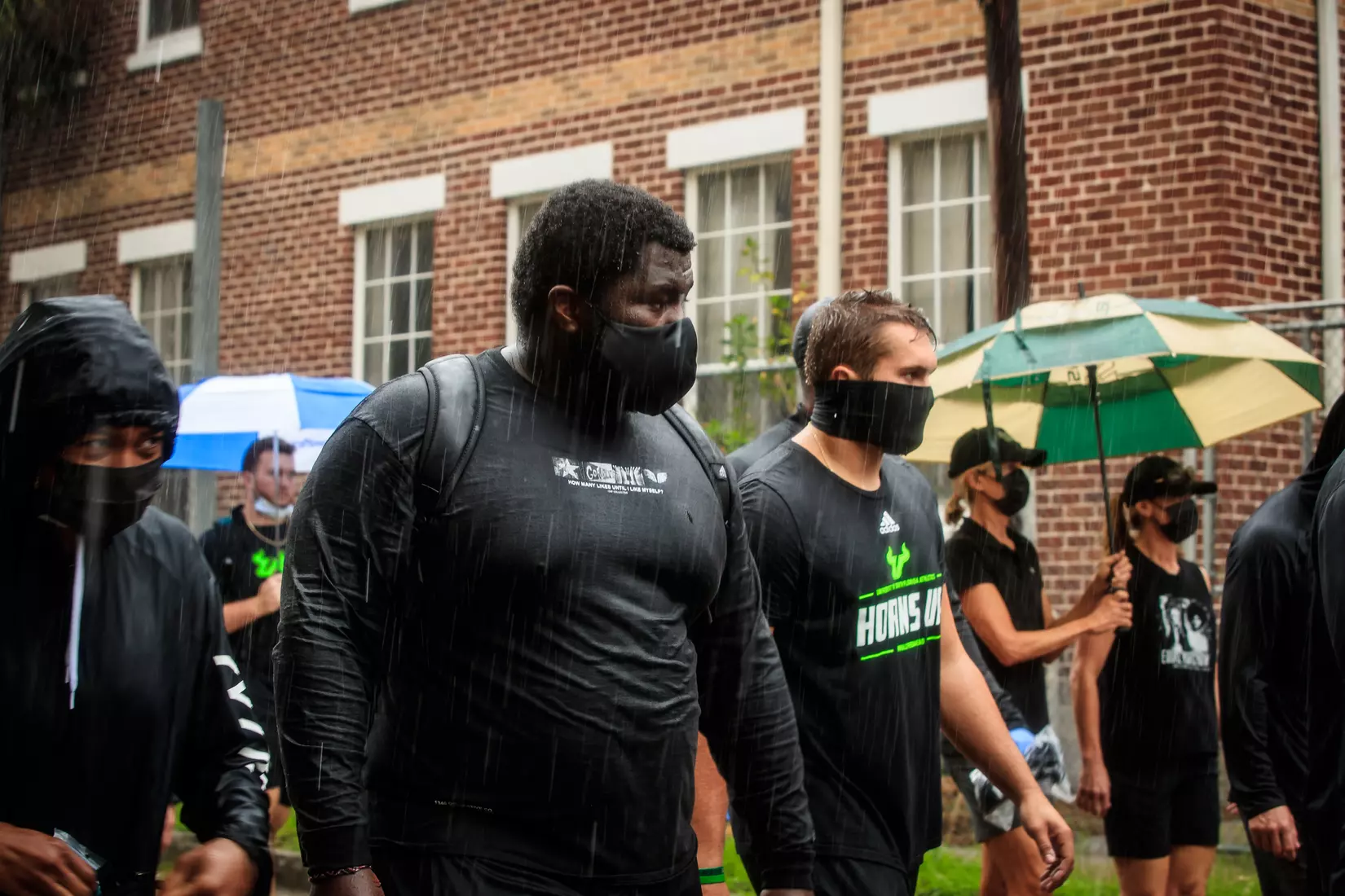 South Florida Bulls KJ Sails organizes and leads a Unity Walk in Tampa, Fl., on Saturday June 6, 2020.
