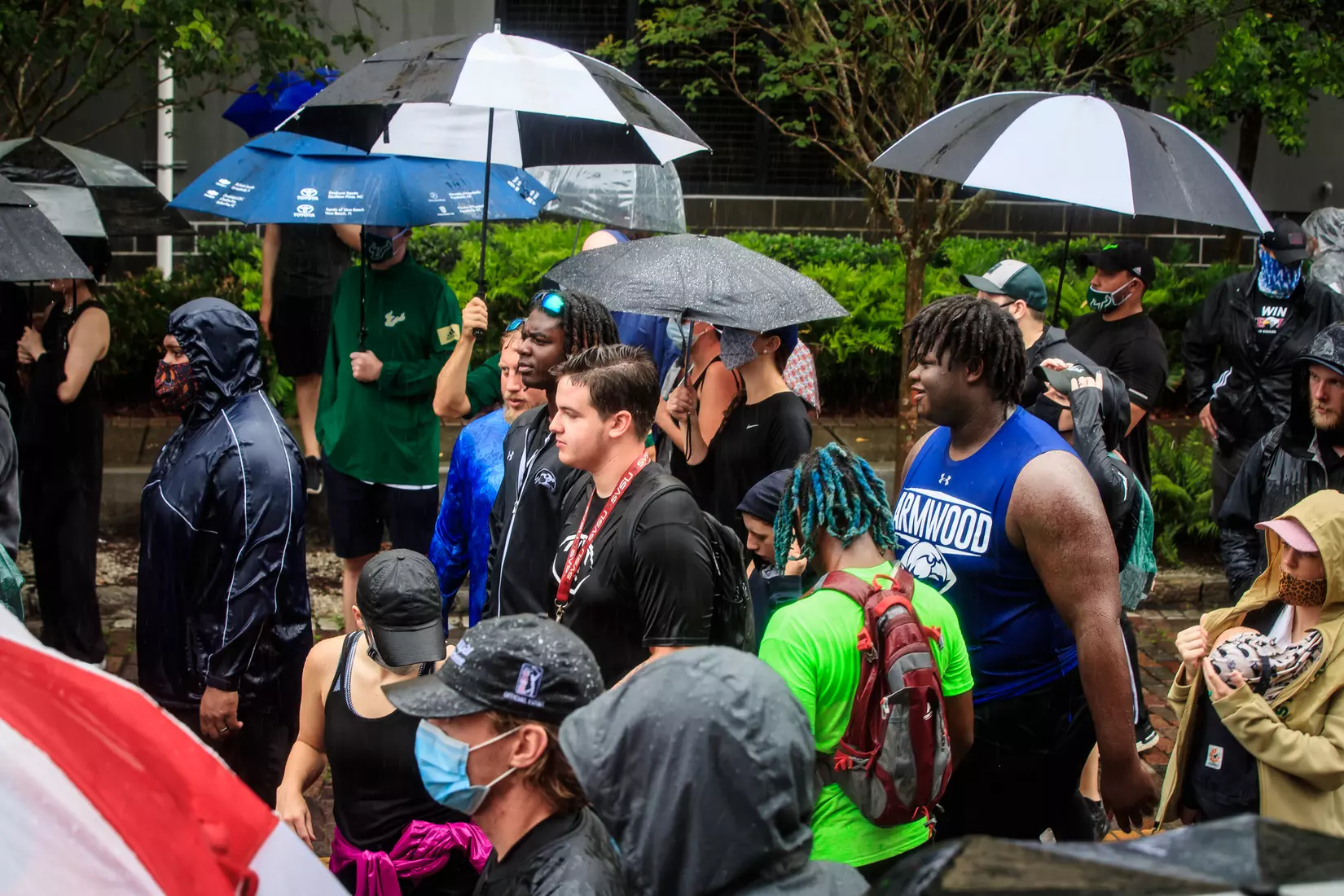 South Florida Bulls KJ Sails organizes and leads a Unity Walk in Tampa, Fl., on Saturday June 6, 2020.