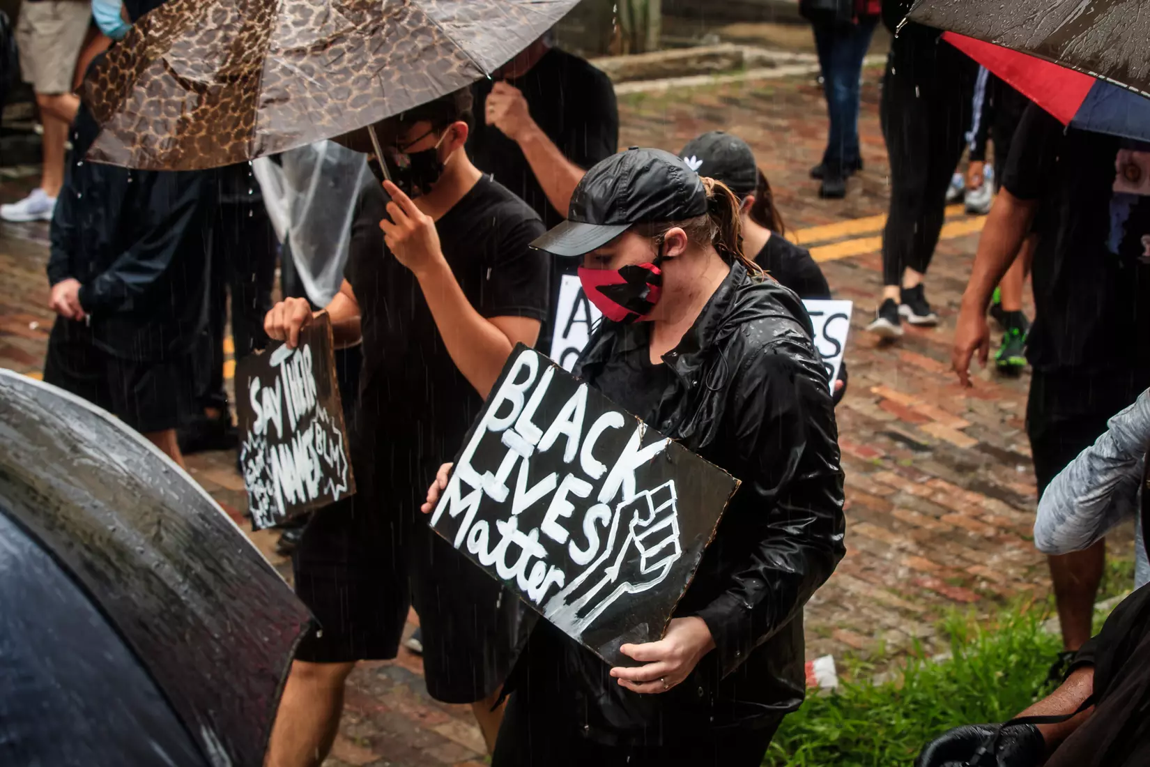 South Florida Bulls KJ Sails organizes and leads a Unity Walk in Tampa, Fl., on Saturday June 6, 2020.