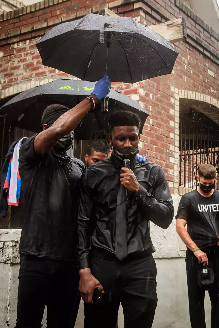 South Florida Bulls KJ Sails organizes and leads a Unity Walk in Tampa, Fl., on Saturday June 6, 2020.