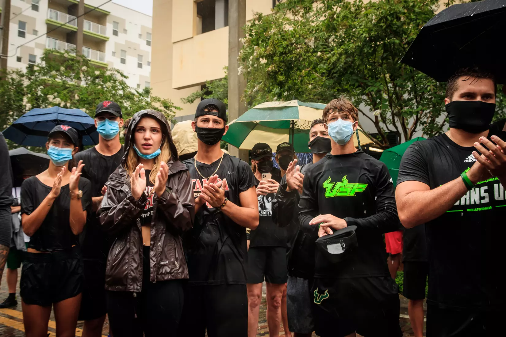 South Florida Bulls KJ Sails organizes and leads a Unity Walk in Tampa, Fl., on Saturday June 6, 2020.