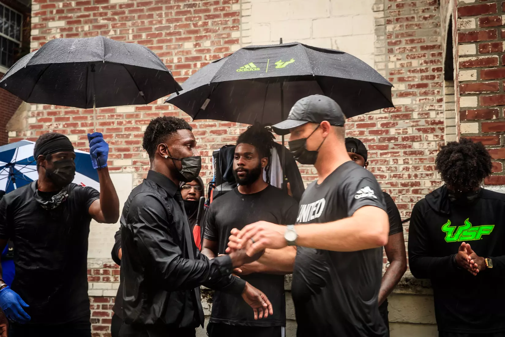 South Florida Bulls KJ Sails organizes and leads a Unity Walk in Tampa, Fl., on Saturday June 6, 2020.