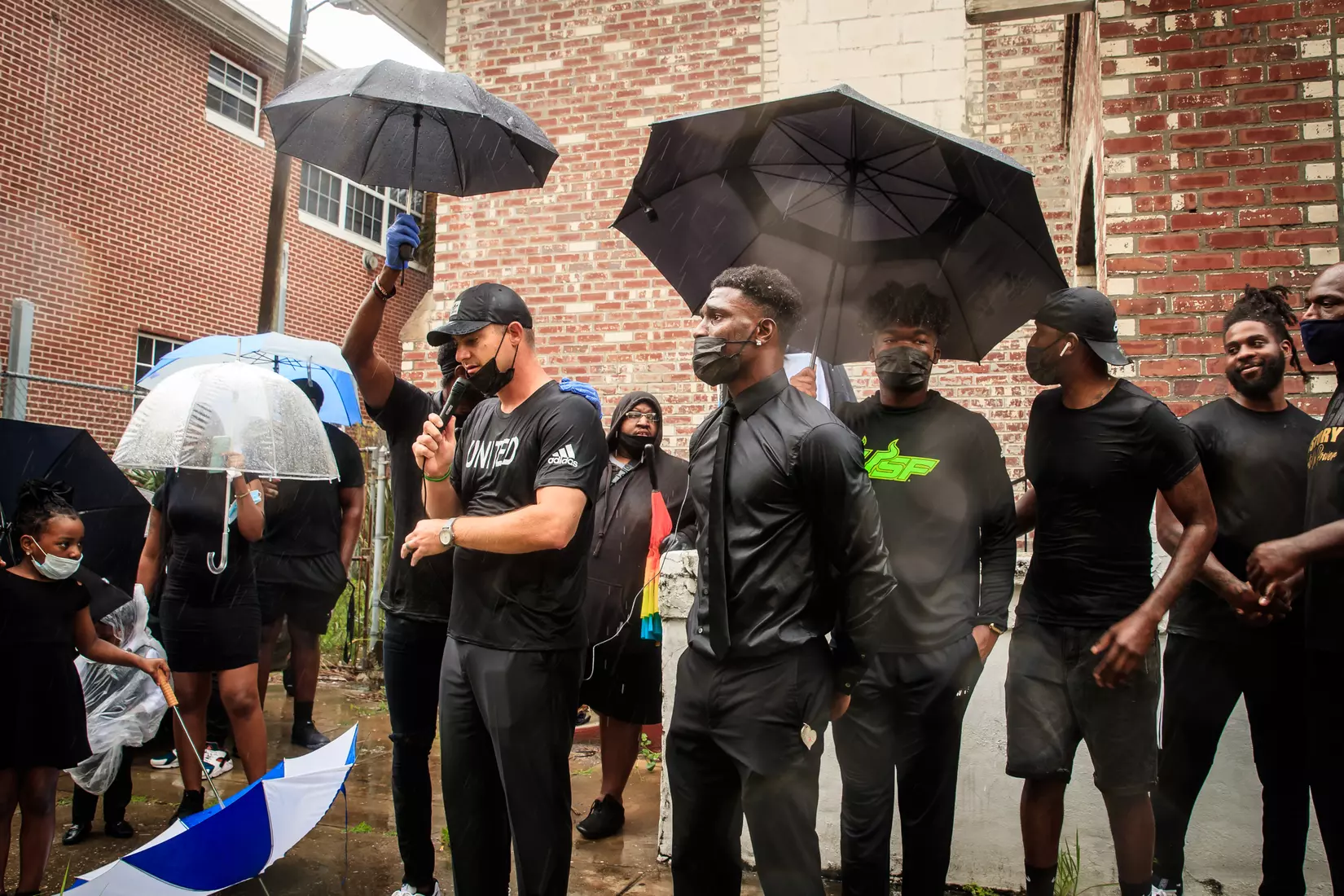South Florida Bulls KJ Sails organizes and leads a Unity Walk in Tampa, Fl., on Saturday June 6, 2020.