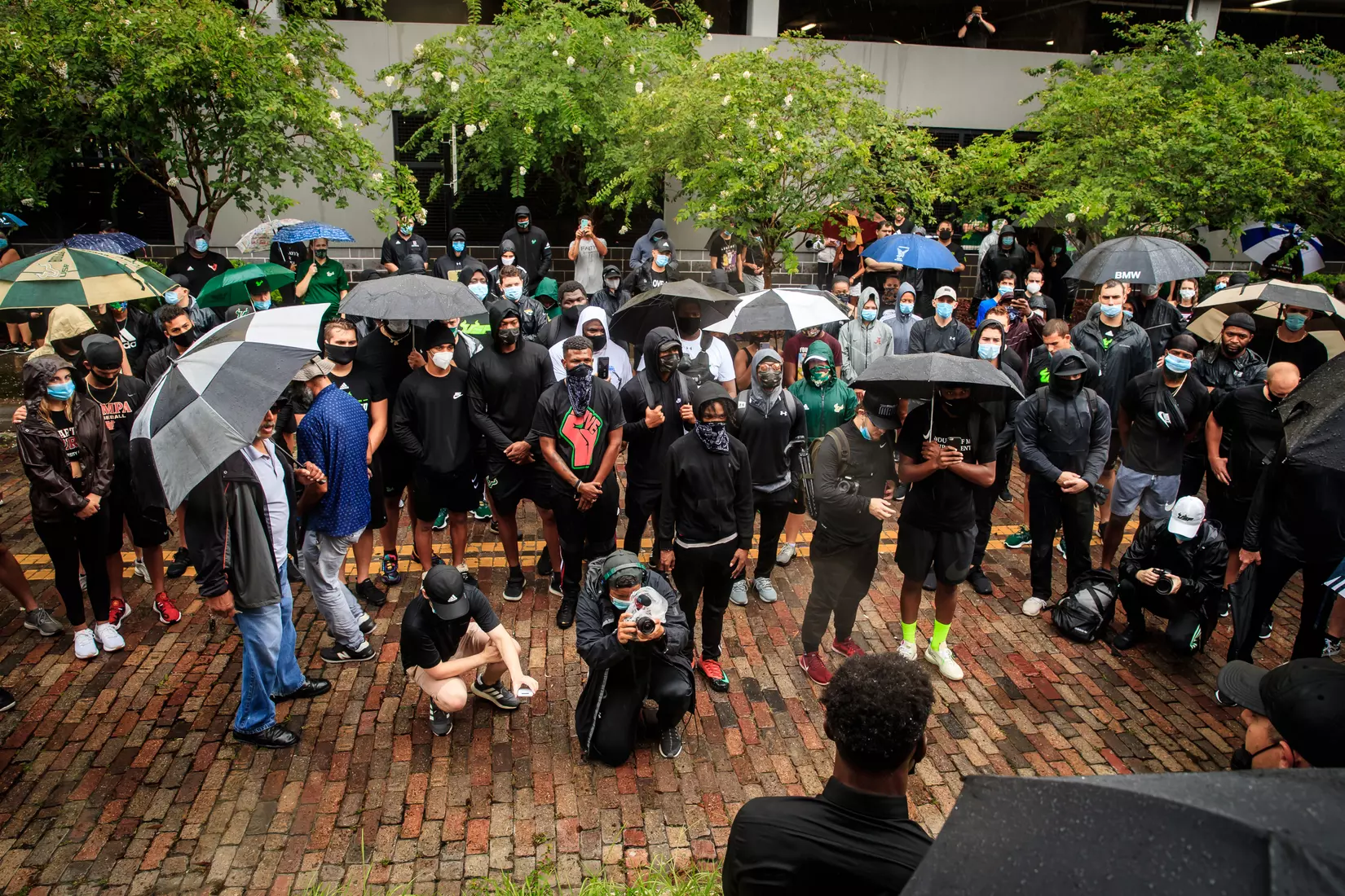 South Florida Bulls KJ Sails organizes and leads a Unity Walk in Tampa, Fl., on Saturday June 6, 2020.