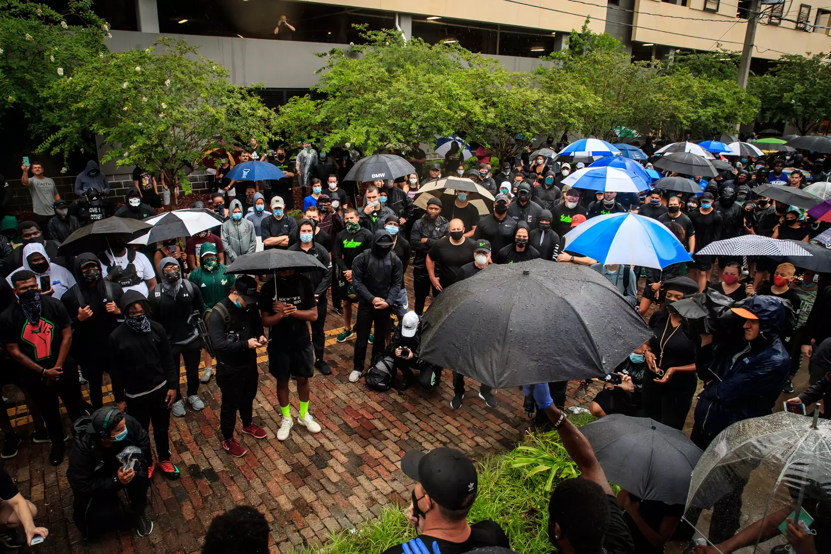South Florida Bulls KJ Sails organizes and leads a Unity Walk in Tampa, Fl., on Saturday June 6, 2020.