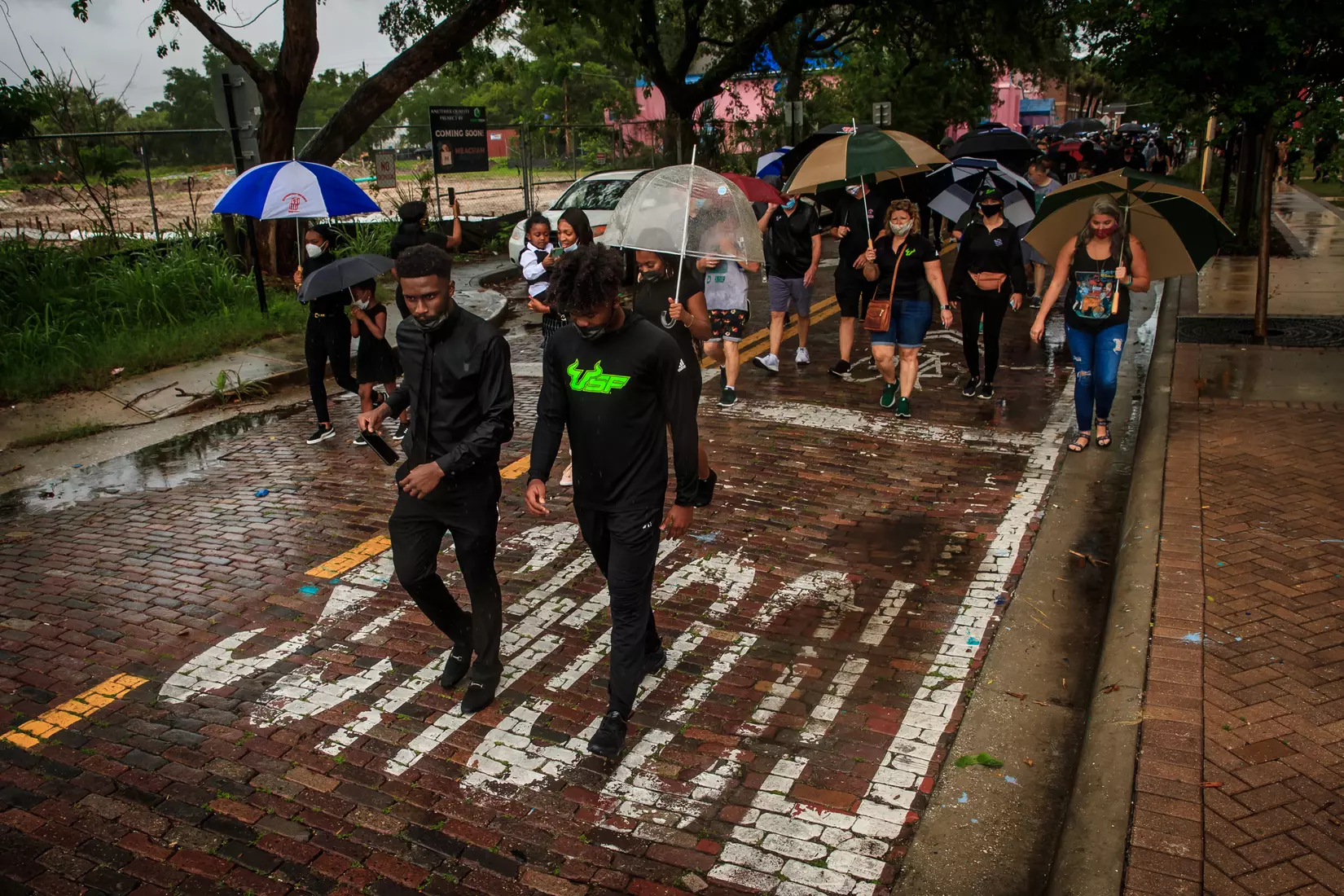 South Florida Bulls KJ Sails organizes and leads a Unity Walk in Tampa, Fl., on Saturday June 6, 2020.