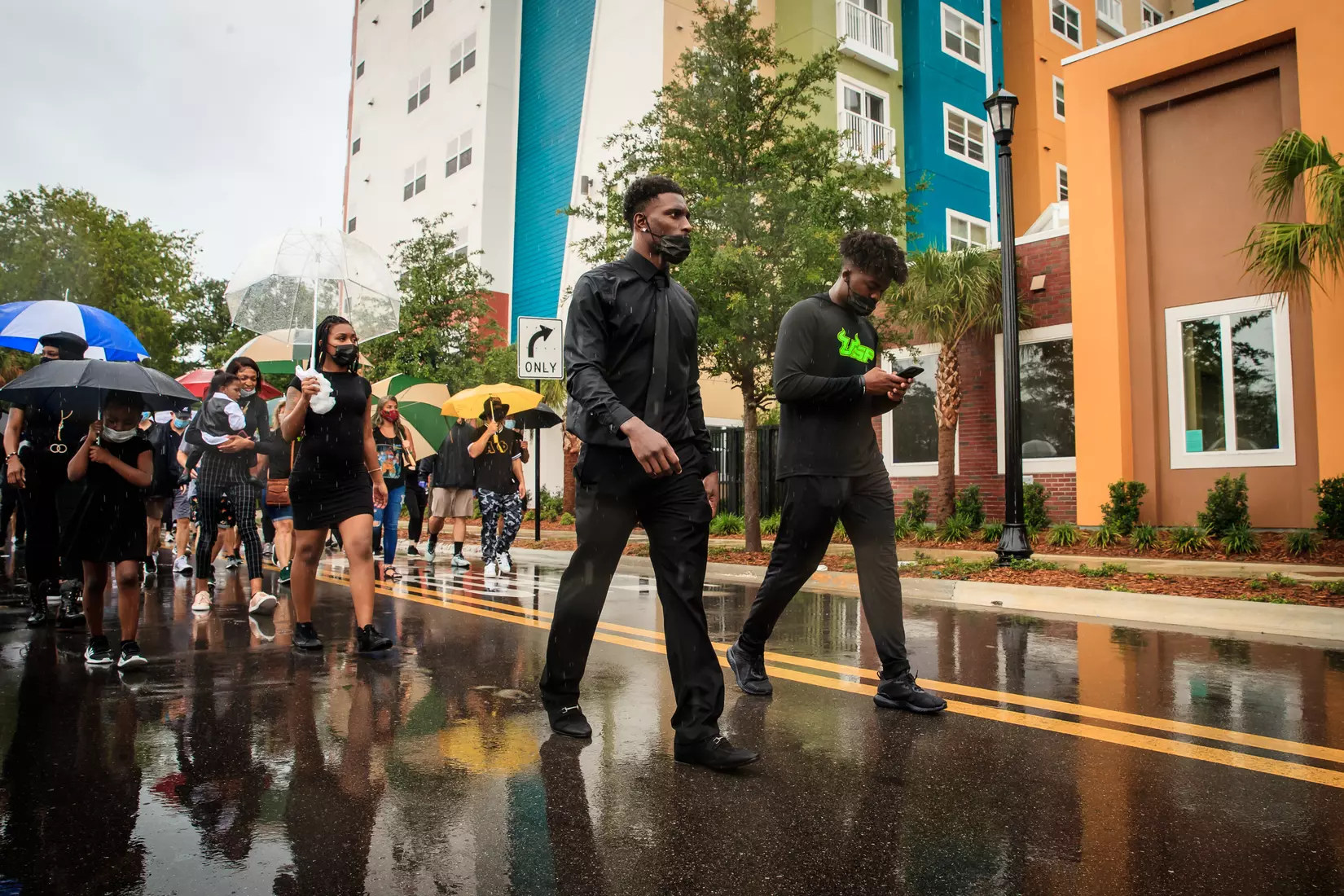 South Florida Bulls KJ Sails organizes and leads a Unity Walk in Tampa, Fl., on Saturday June 6, 2020.