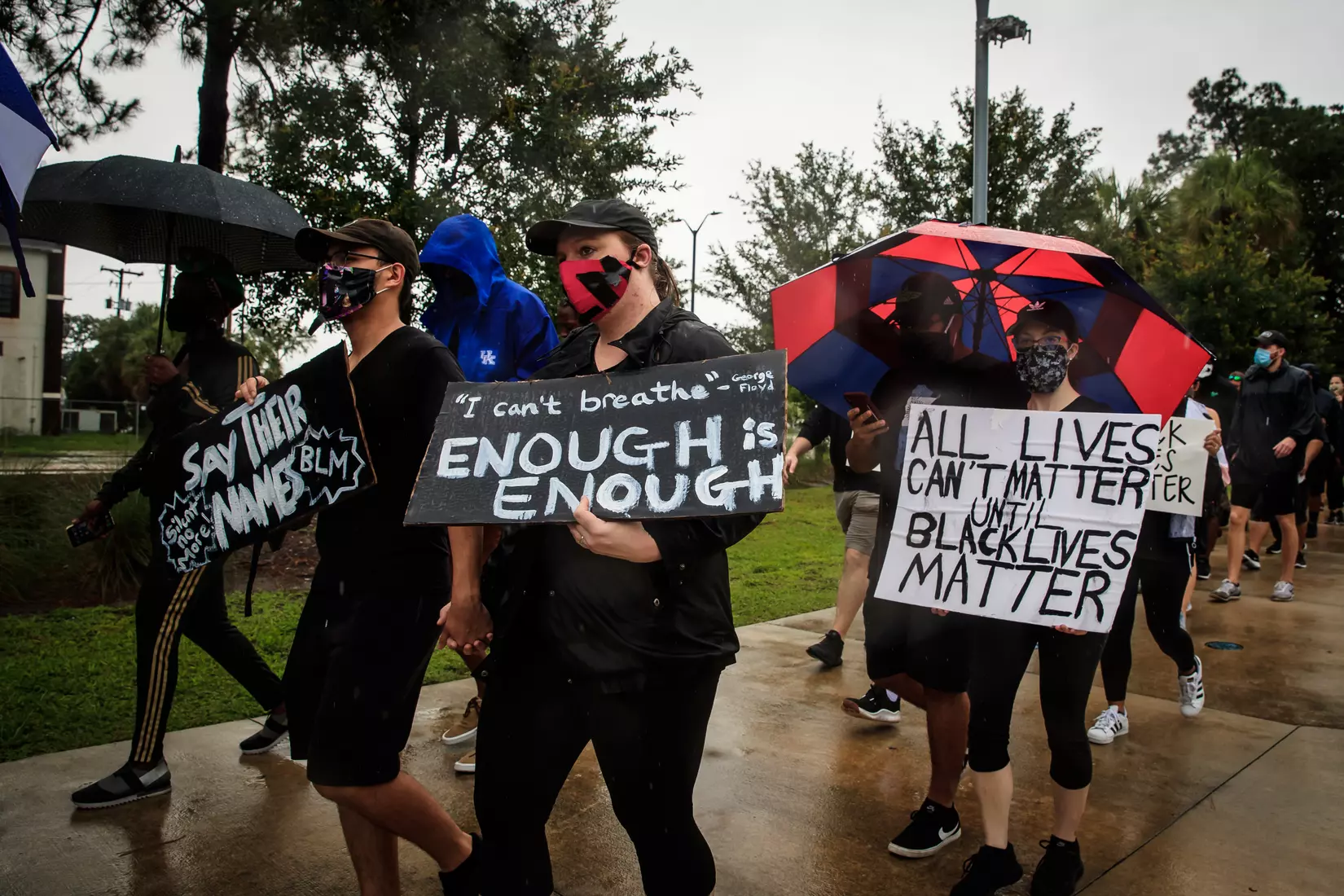 South Florida Bulls KJ Sails organizes and leads a Unity Walk in Tampa, Fl., on Saturday June 6, 2020.