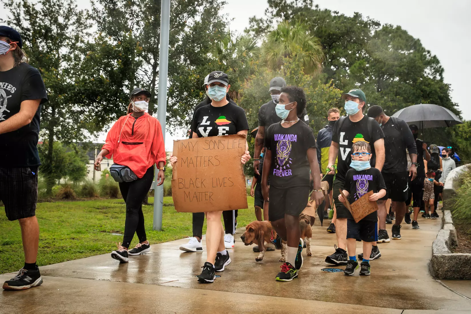 South Florida Bulls KJ Sails organizes and leads a Unity Walk in Tampa, Fl., on Saturday June 6, 2020.