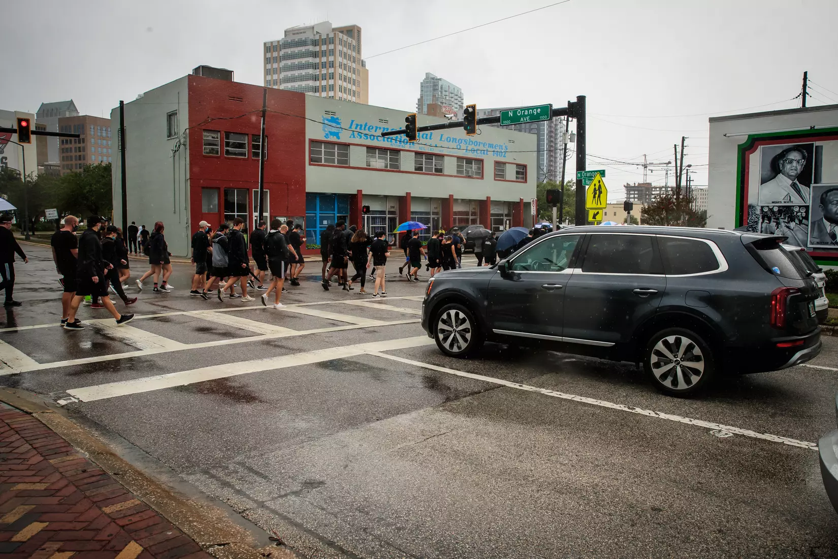 South Florida Bulls KJ Sails organizes and leads a Unity Walk in Tampa, Fl., on Saturday June 6, 2020.