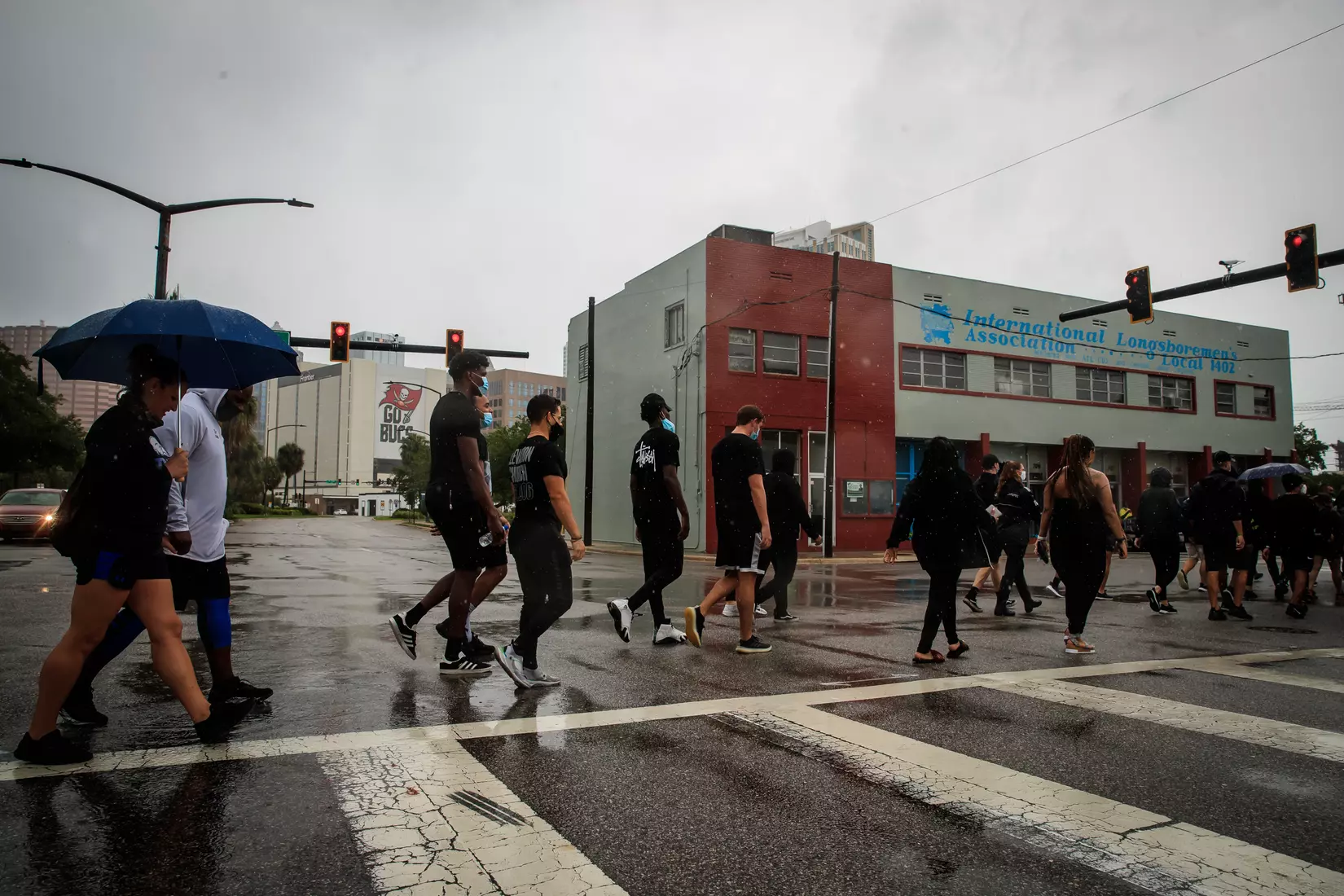 South Florida Bulls KJ Sails organizes and leads a Unity Walk in Tampa, Fl., on Saturday June 6, 2020.