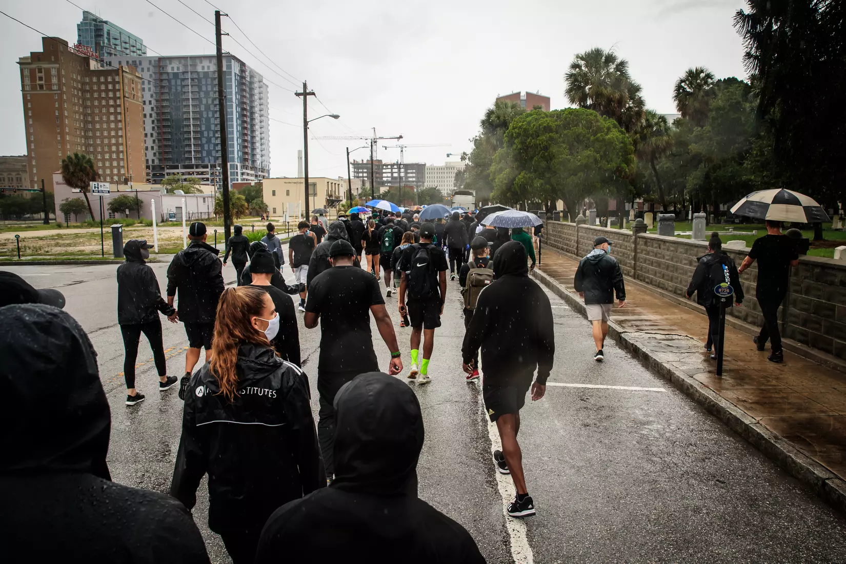 South Florida Bulls KJ Sails organizes and leads a Unity Walk in Tampa, Fl., on Saturday June 6, 2020.