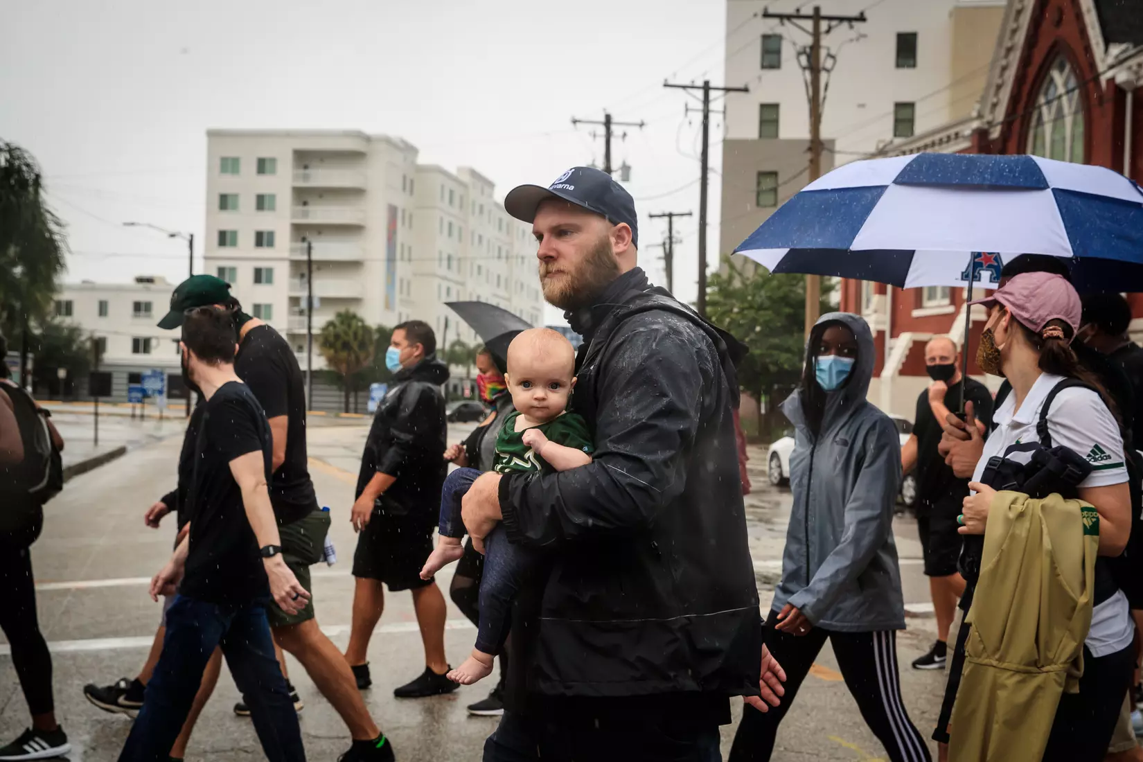 South Florida Bulls KJ Sails organizes and leads a Unity Walk in Tampa, Fl., on Saturday June 6, 2020.