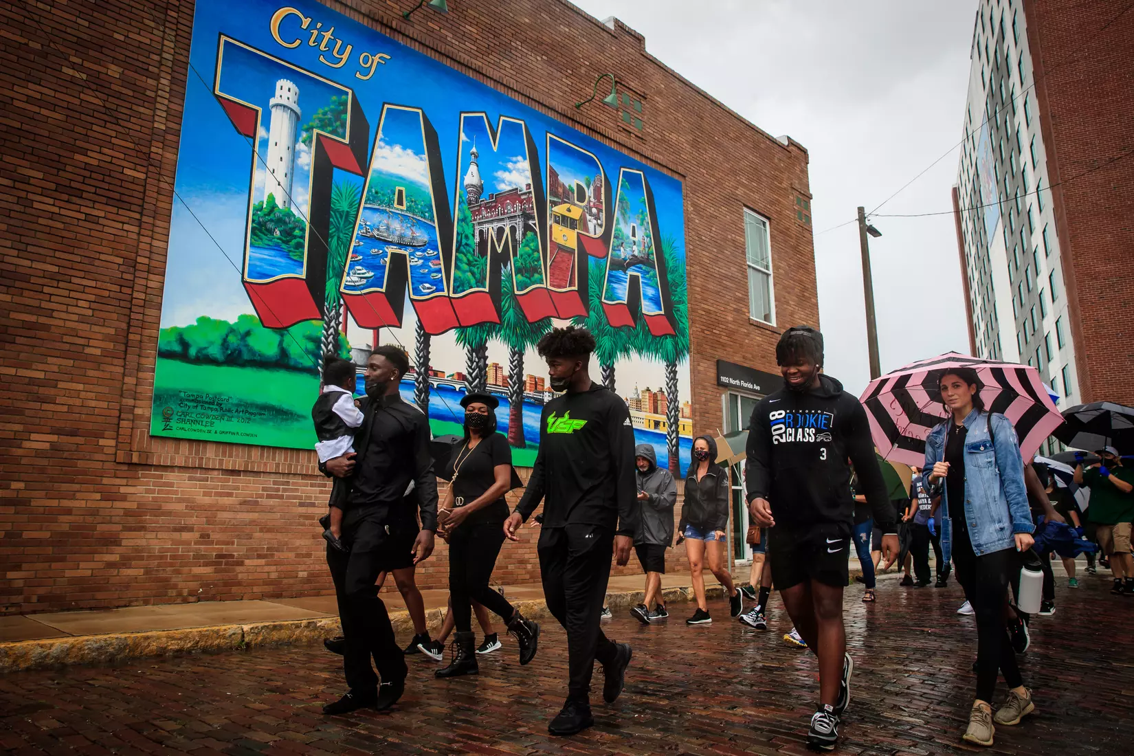 South Florida Bulls KJ Sails organizes and leads a Unity Walk in Tampa, Fl., on Saturday June 6, 2020.