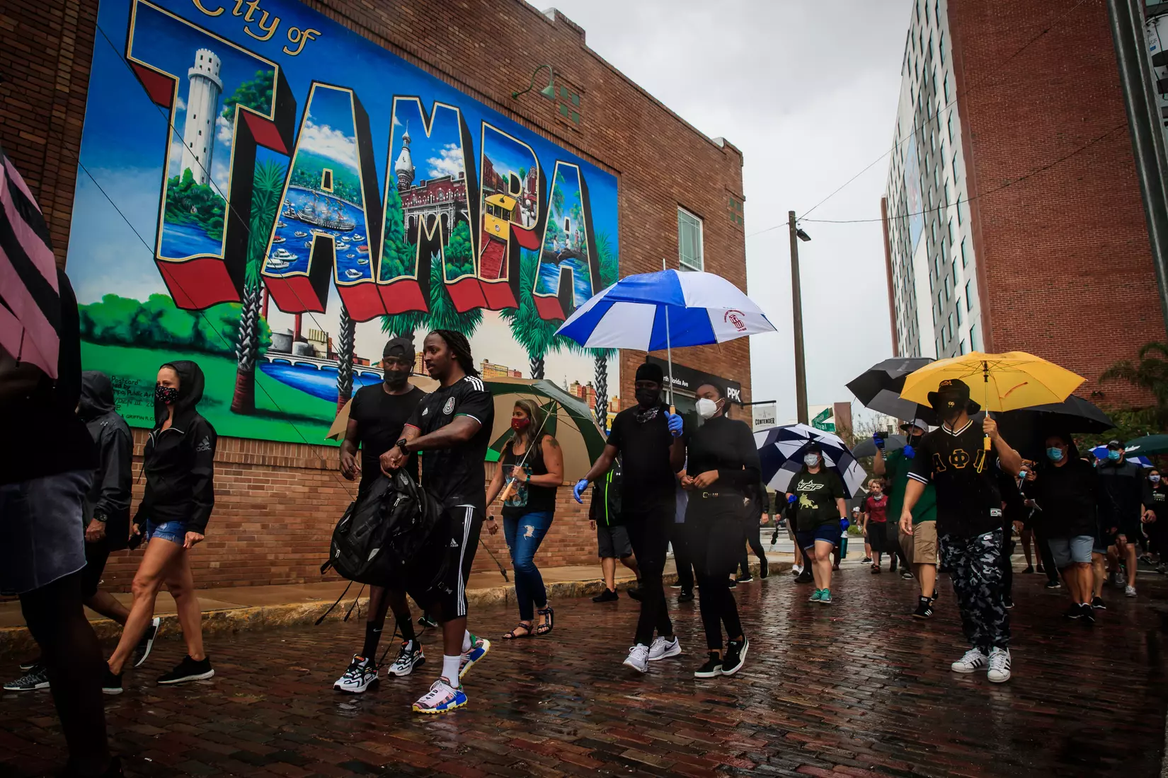 South Florida Bulls KJ Sails organizes and leads a Unity Walk in Tampa, Fl., on Saturday June 6, 2020.