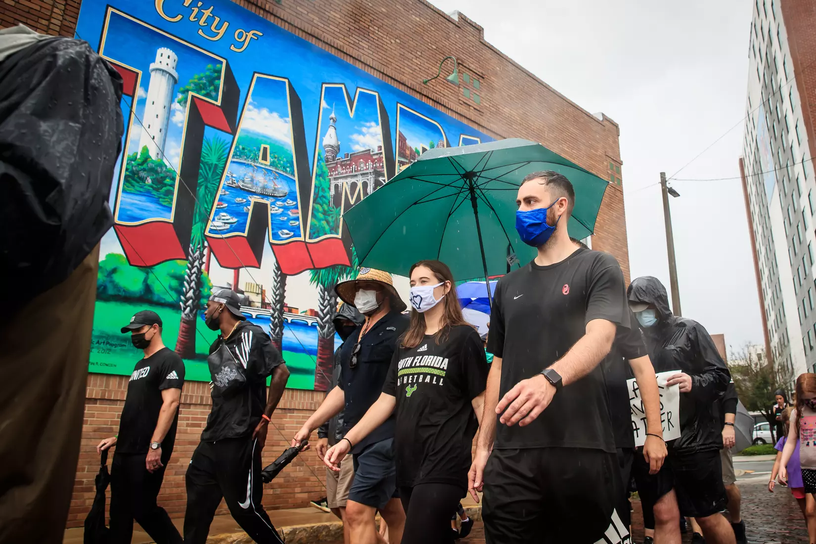 South Florida Bulls KJ Sails organizes and leads a Unity Walk in Tampa, Fl., on Saturday June 6, 2020.