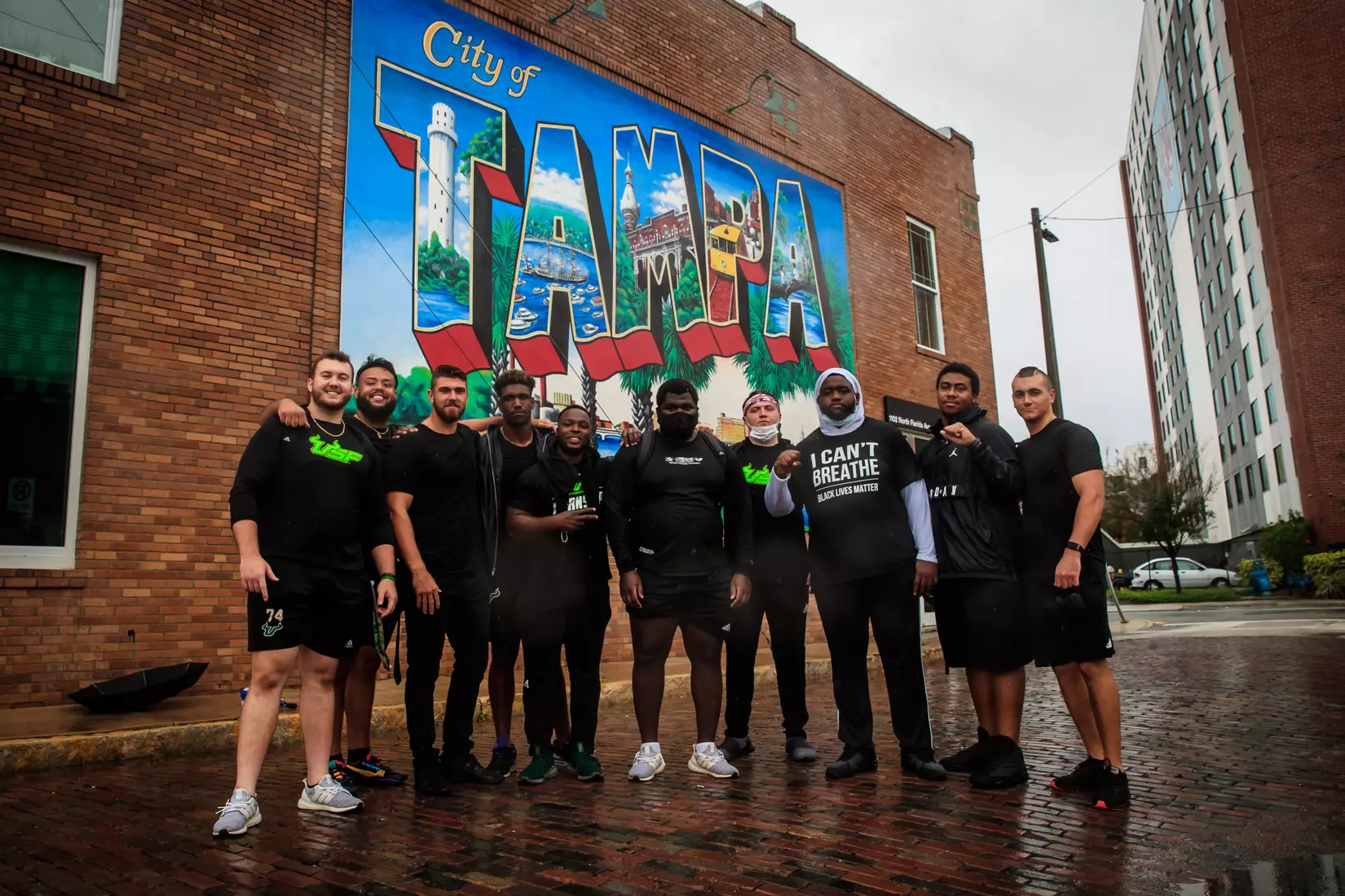 South Florida Bulls KJ Sails organizes and leads a Unity Walk in Tampa, Fl., on Saturday June 6, 2020.
