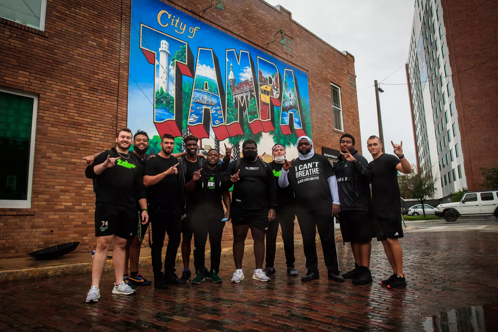 South Florida Bulls KJ Sails organizes and leads a Unity Walk in Tampa, Fl., on Saturday June 6, 2020.