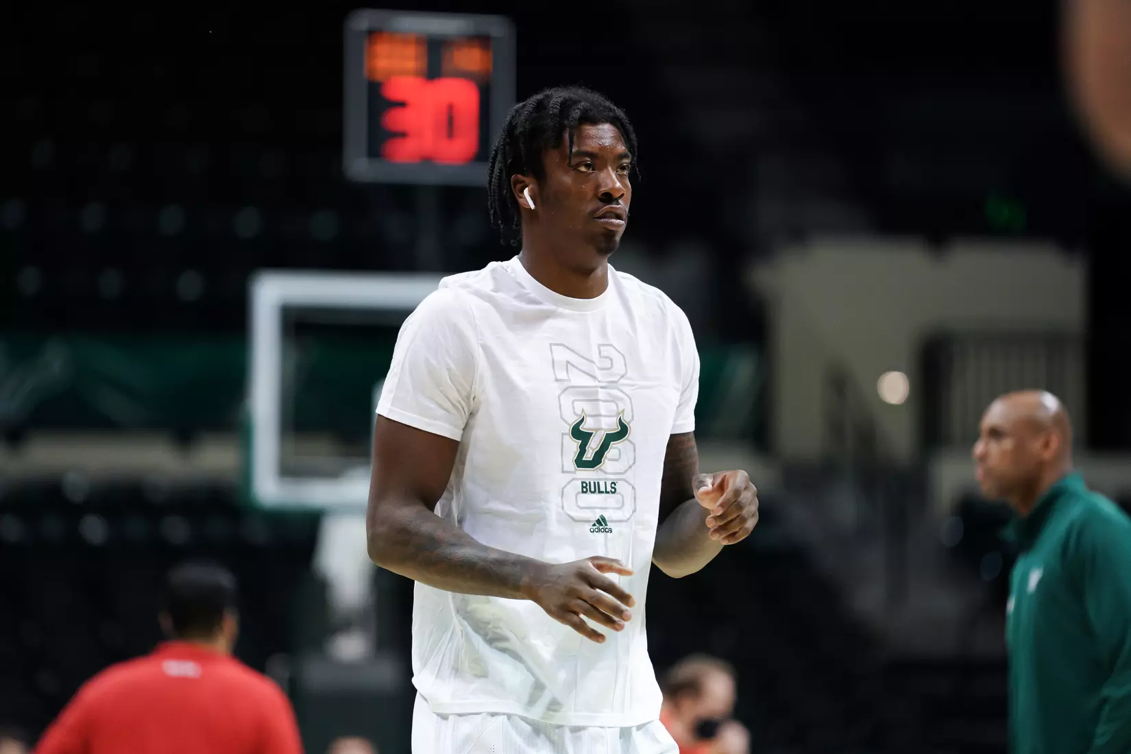 South Florida Bulls during a men's basketball game against the University of Houston Cougars at the Yuengling Center on January 5, 2022. (Stephen Galvin/South Florida Athletics)