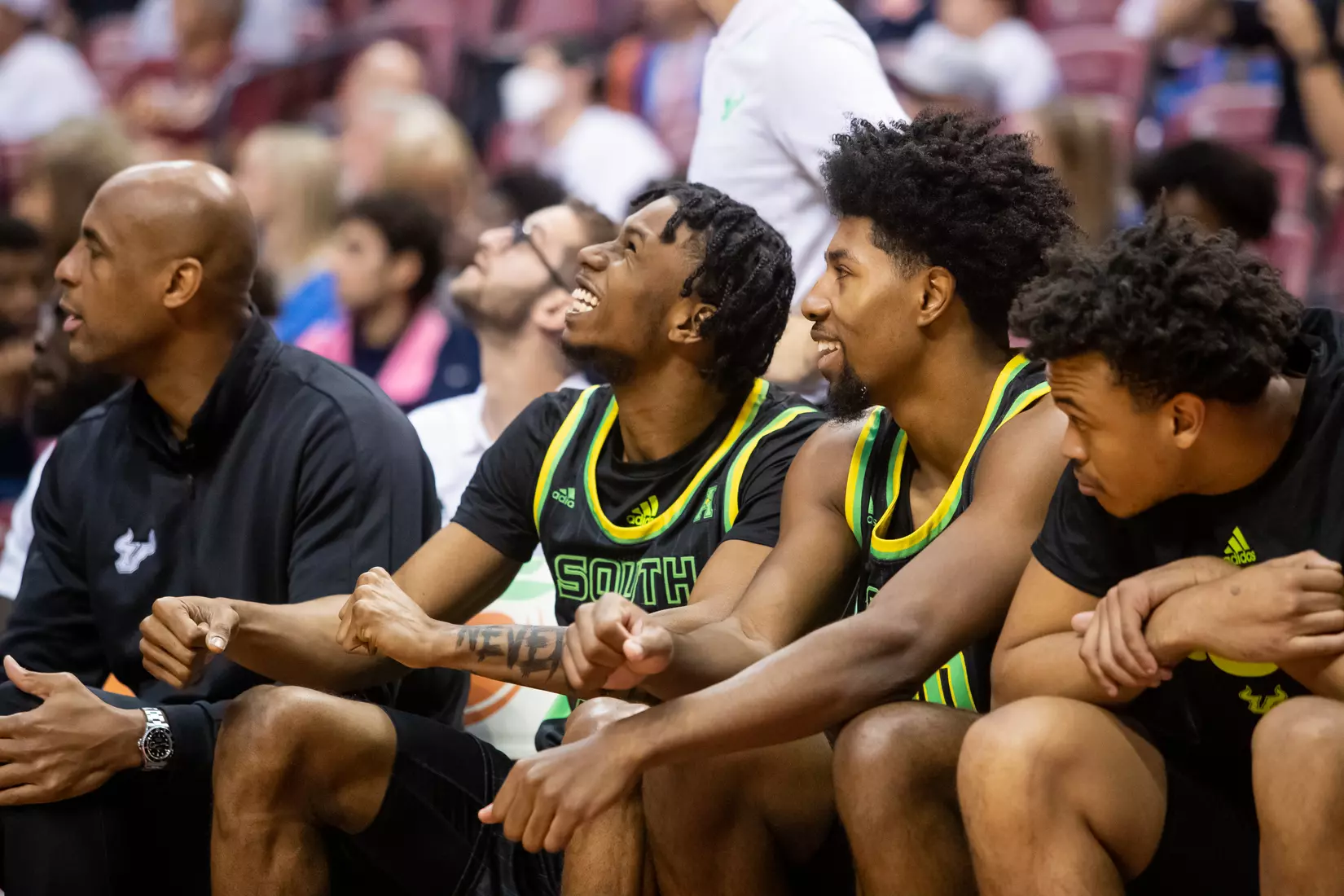 South Florida Bulls during a men's basketball game against the University of Florida Gators at FLA Live Arena on December 18, 2021. (Mary Holt/South Florida Athletics)