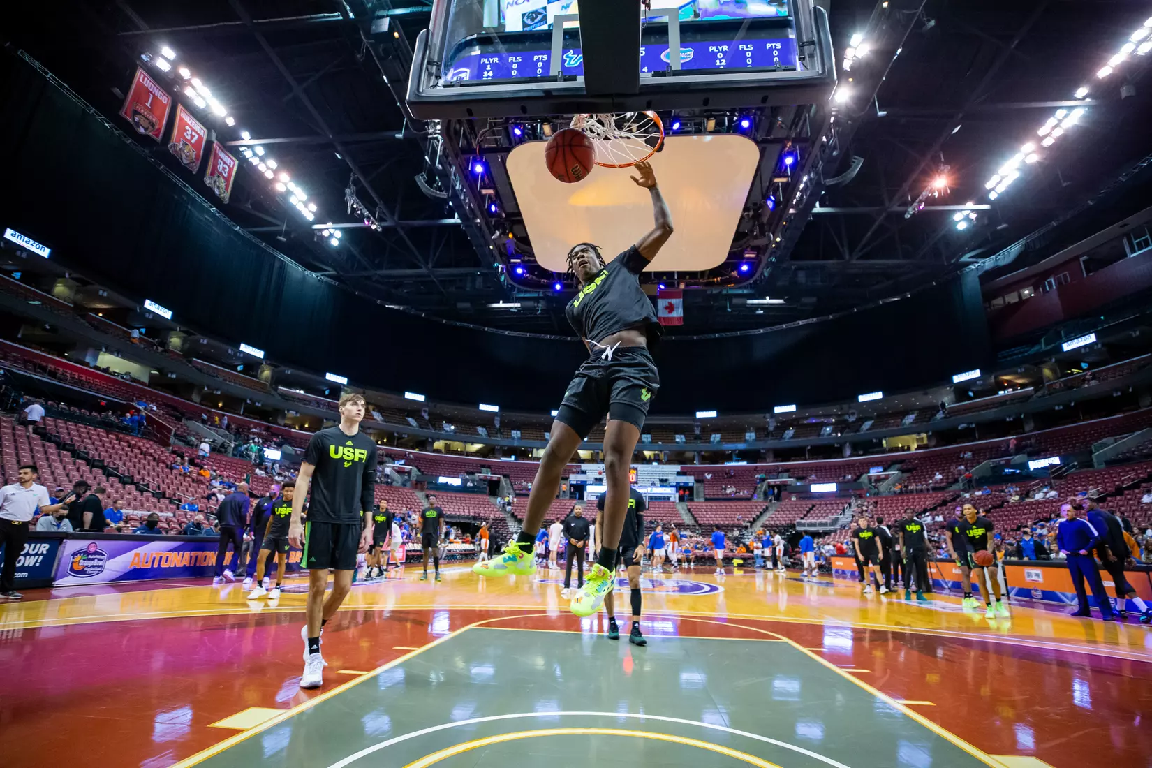 South Florida Bulls during a men's basketball game against the University of Florida Gators at FLA Live Arena on December 18, 2021. (Mary Holt/South Florida Athletics)