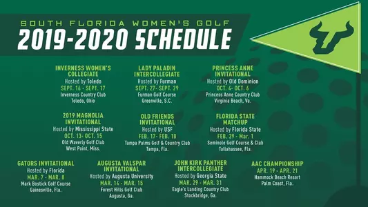 2019-20 Women's golf schedule graphic