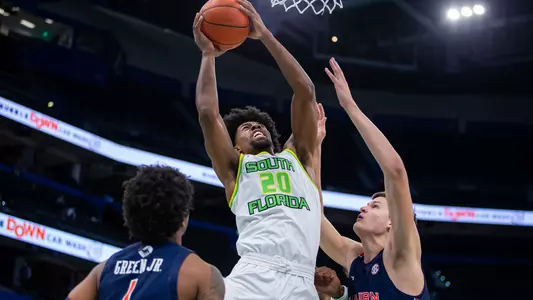 South Florida Bulls during a men's basketball game against the Auburn University Tigers at Amalie Arena on November 19, 2021. (Mary Holt/South Florida Athletics)