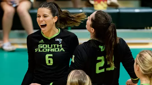 South Florida Bulls during a volleyball match against the Temple University Owls on October 16, 2022. (Chris Henry/South Florida Athletics)