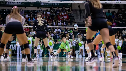 South Florida Bulls during a volleyball game against the University of Central Florida Knights at the Yuengling Center on October 13, 2021. (Mary Holt/South Florida Athletics)