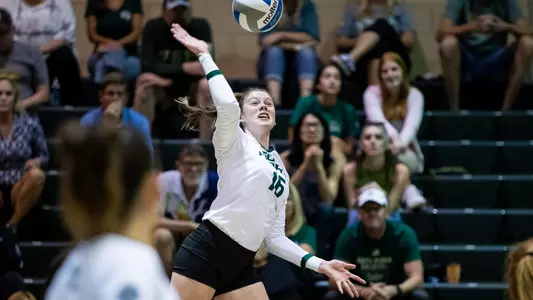 South Florida Bulls during a volleyball match against the William & Mary Tribe on August 26, 2022. (Mary Holt/South Florida Athletics)